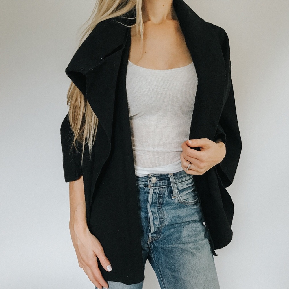 BLACK CAPE JACKET